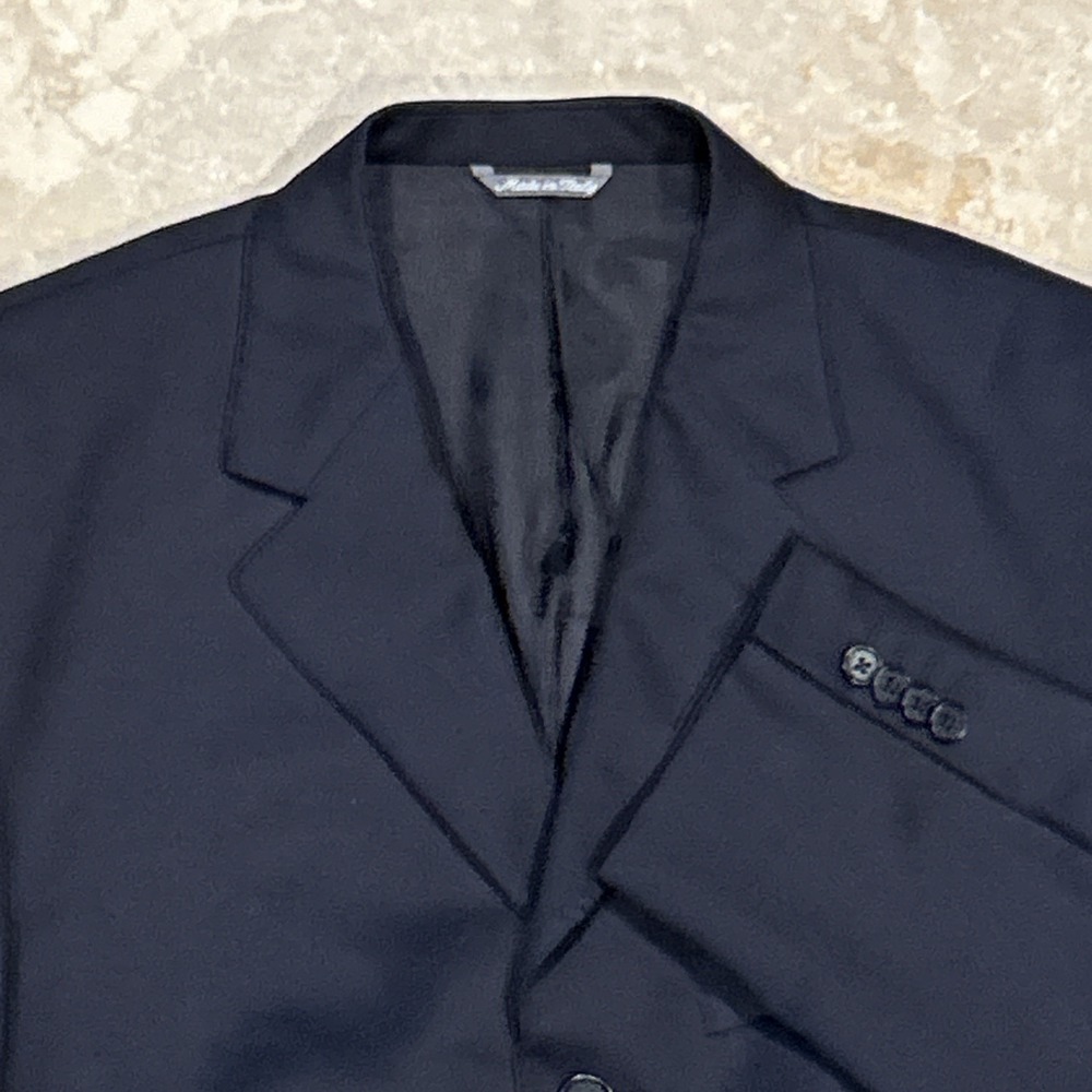 Zillioni Collezioni Blazer Mens 40R Black Wool 3 Button Sport Coat Jacket‎ Italy